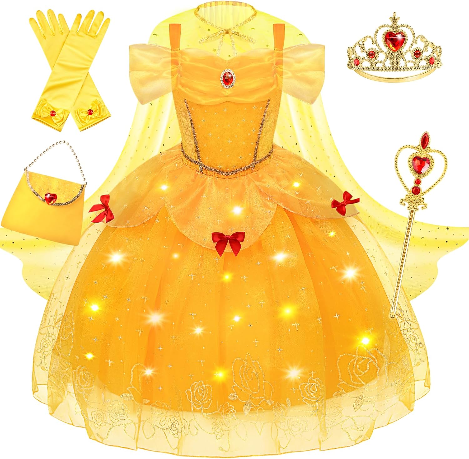 Light Up Princess Dress for Girls with Cape and Accessories