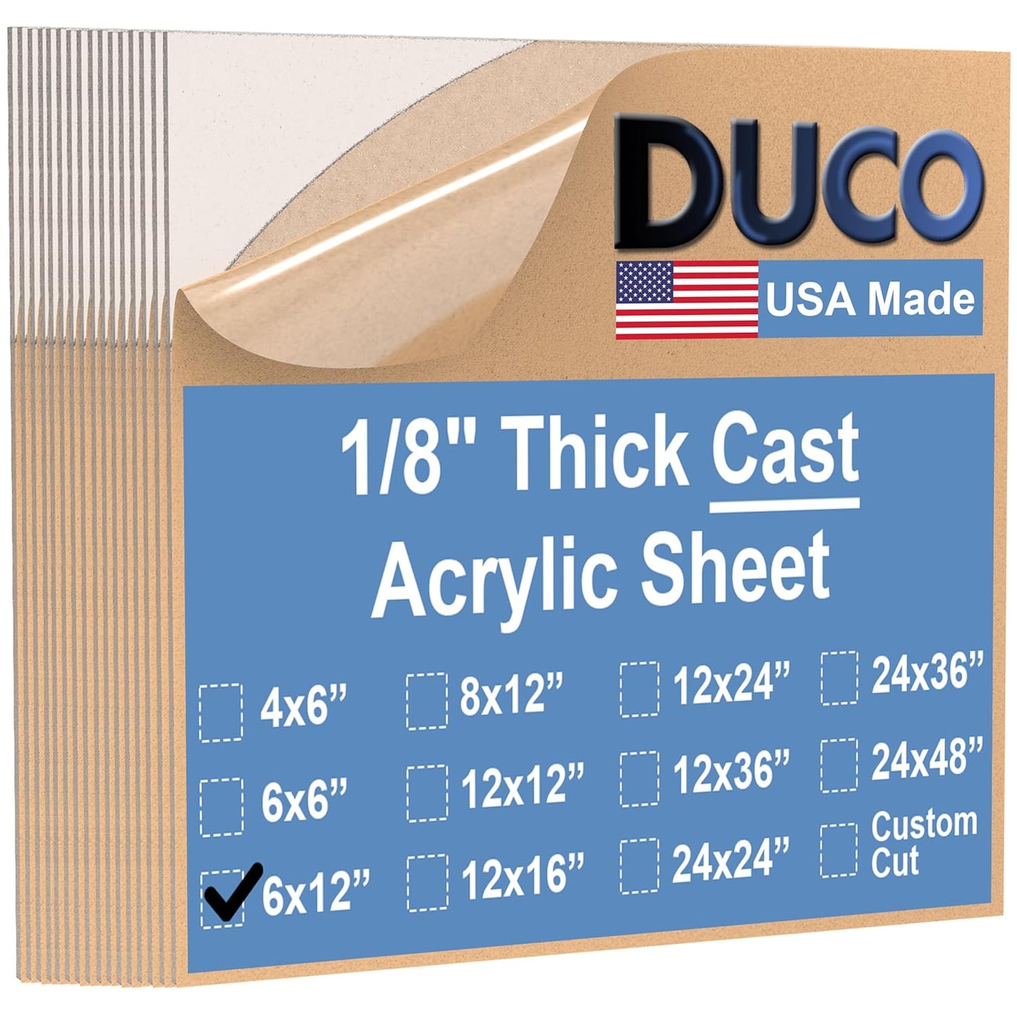 Duco Clear Cast Acrylic Sheet 1/8 Inch Thick for Projects