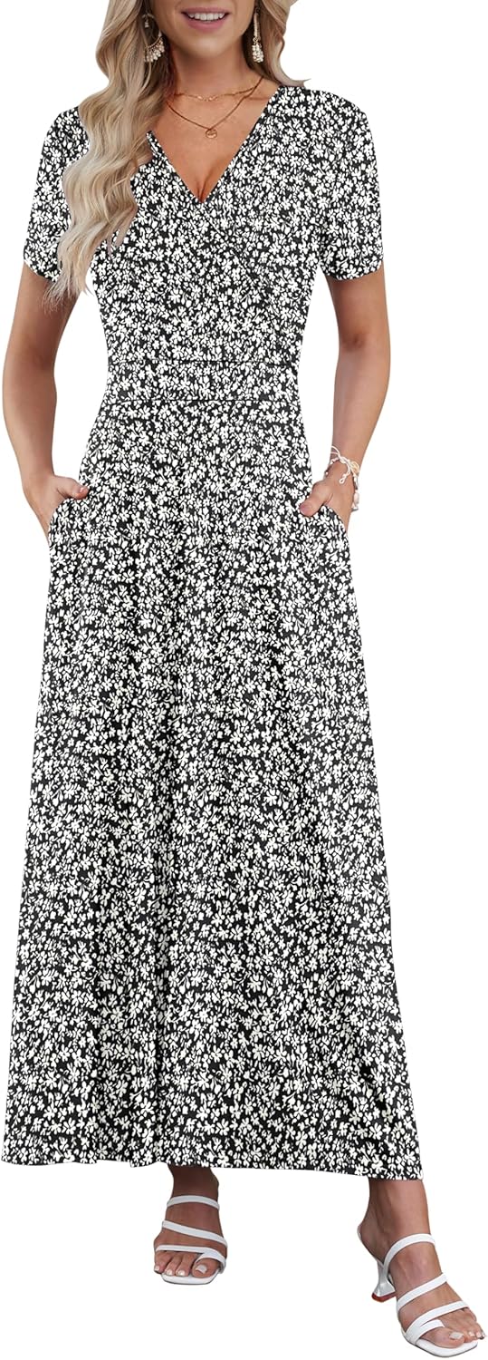 AUSELILY Maxi Dresses for Women with Pockets and Floral Print