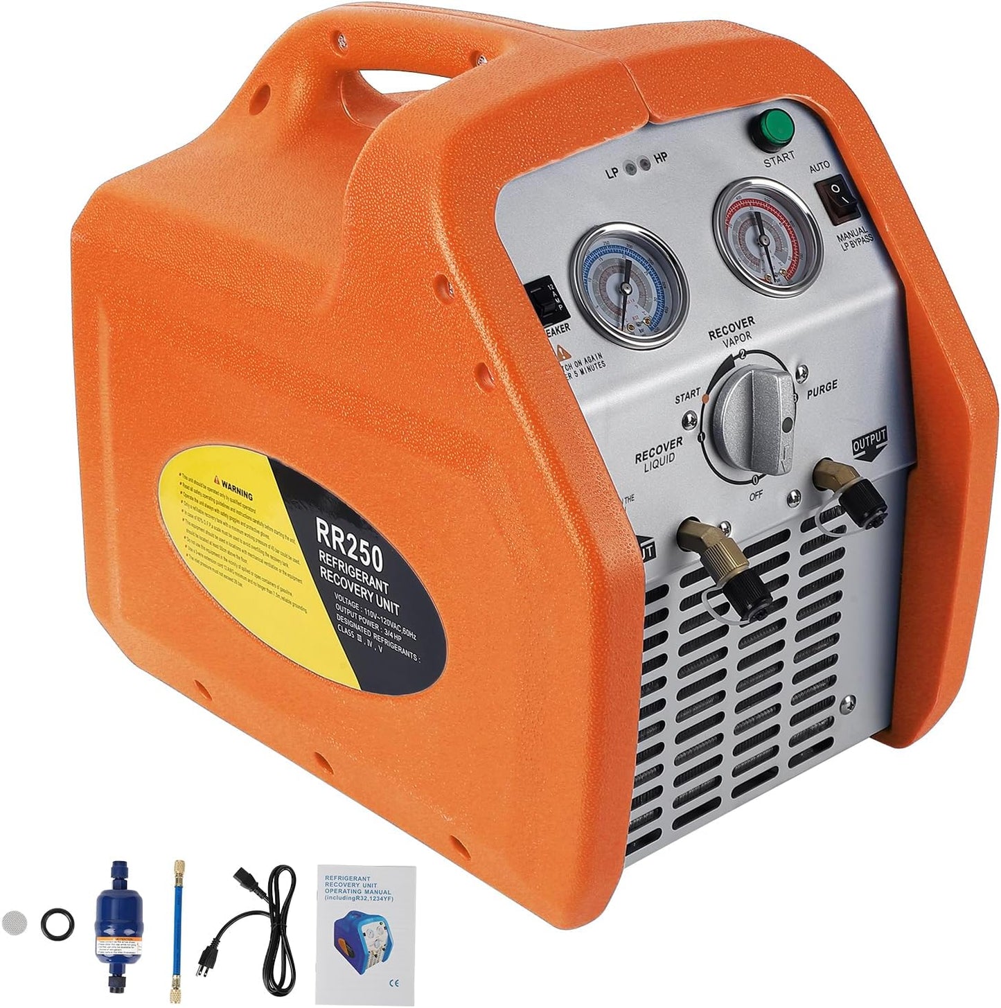 GarveeTech 3/4HP refrigerant recovery machine - High Pressure Protection