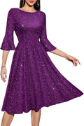 Women's Church Dresses Sparkly Bell Sleeve Tea Party Dress - Versatile