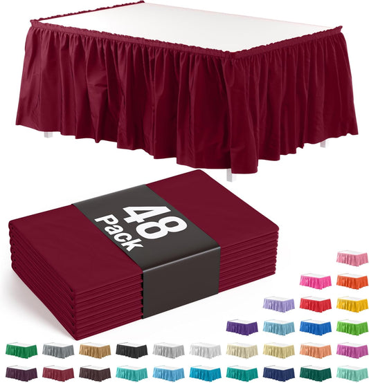 Ruffle Table Skirt Burgundy 48 Pack for Elegant Events