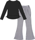 Crazyme Girls Long Sleeve T-Shirt and Bell Bottom Pants Set - Cozy we