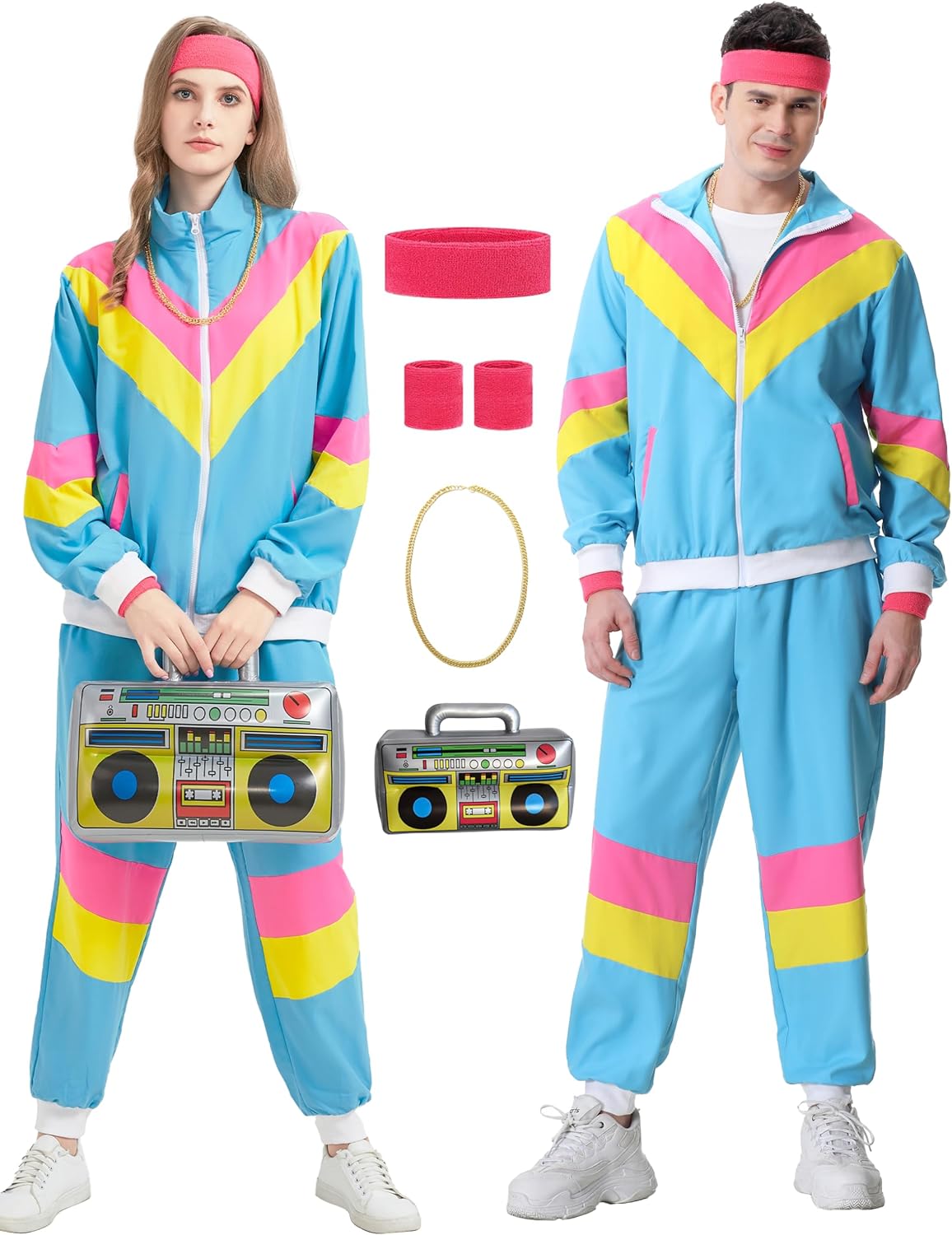 80s Tracksuit for Men Women Retro Windbreaker Outfit Set