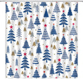 Sunhe Blue Christmas Tree Shower Curtain - Festive Holiday Decor!