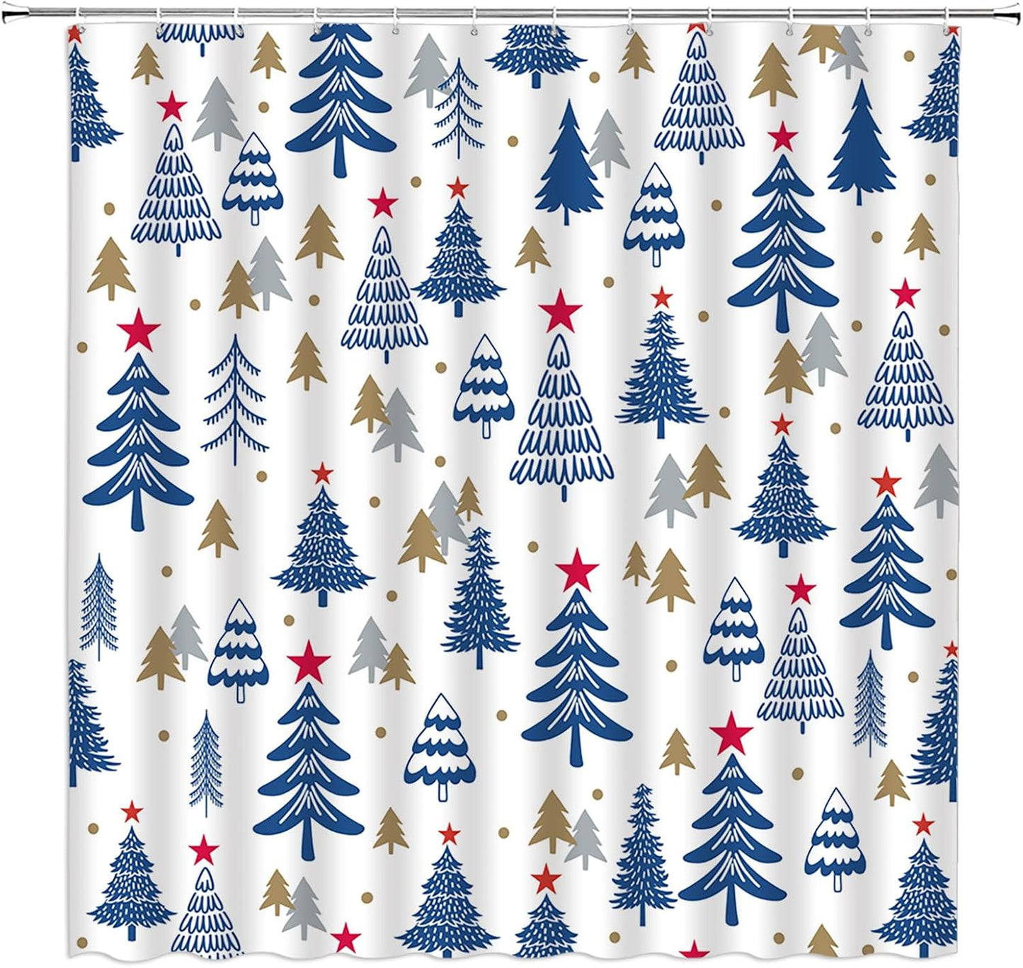 Sunhe Blue Christmas Tree Shower Curtain - Festive Holiday Decor!