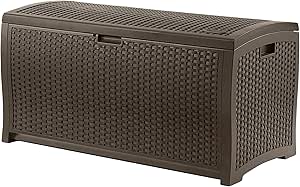 Suncast 99 Gallon Resin Wicker Patio Outdoor Storage Container