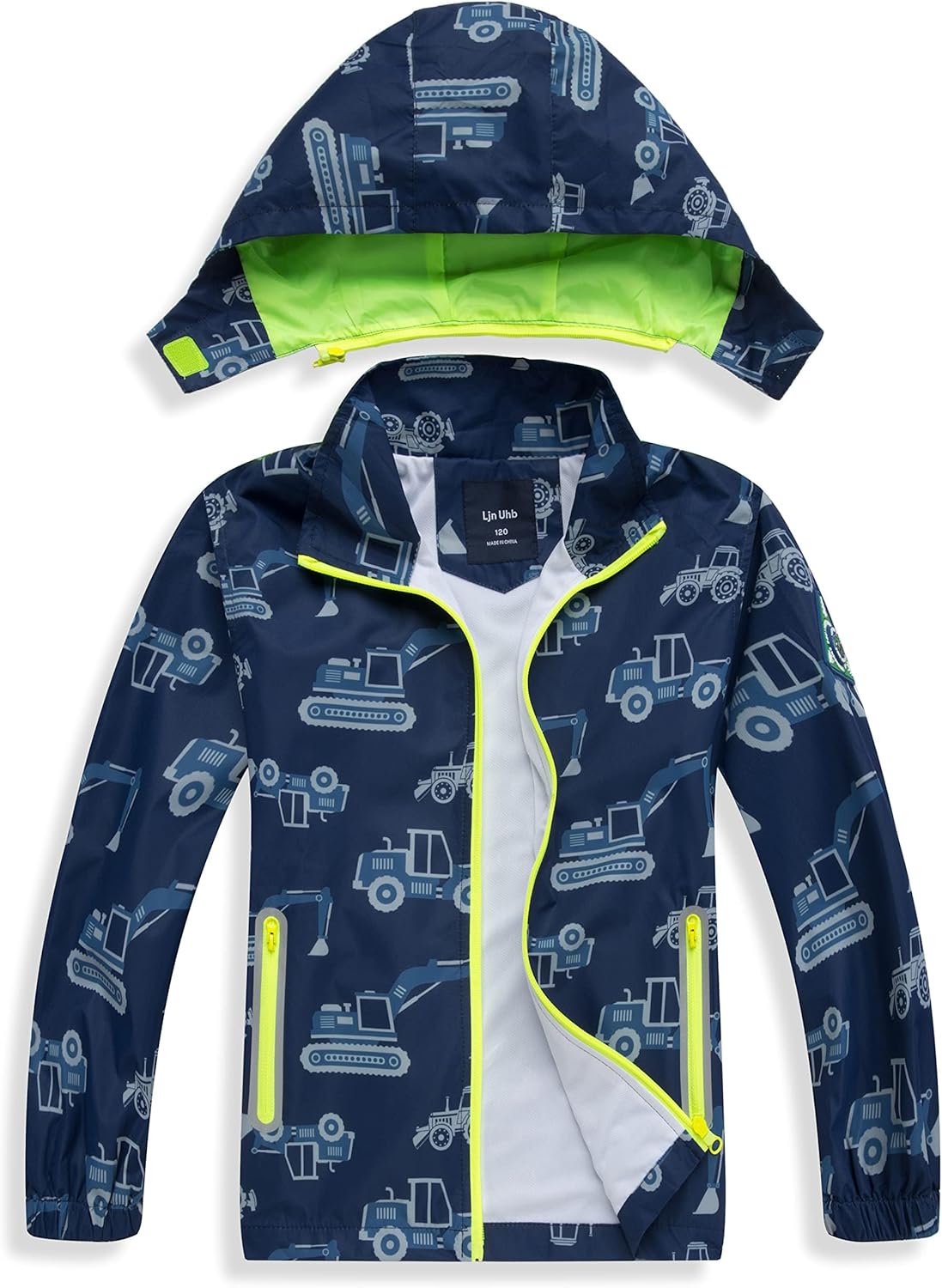 Boys Rain Jacket with Detachable Hood for Active Kids