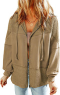 Waffle Knit Hoodies for Women Zip Up Jackets - Soft Lightweight Fit