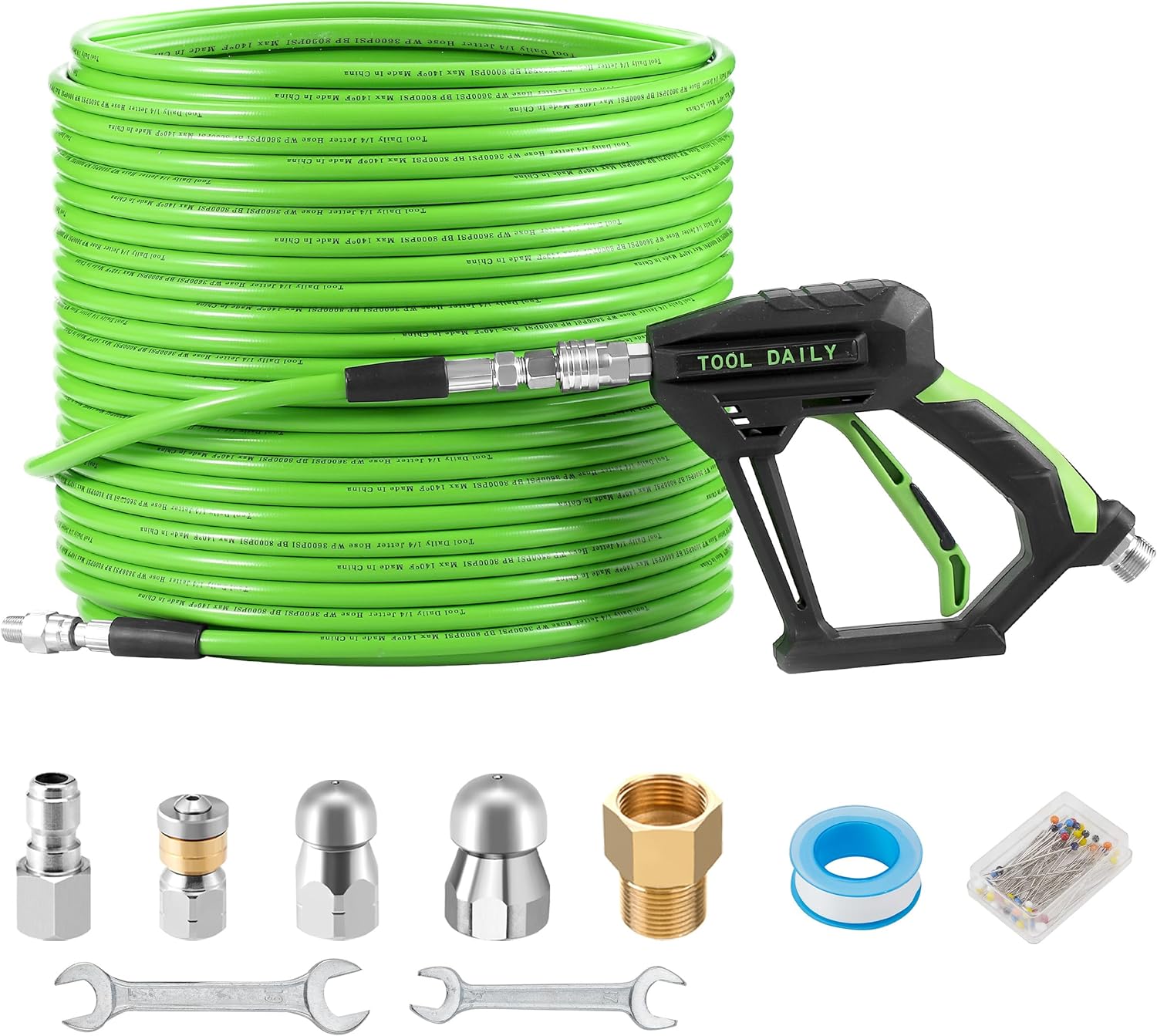 Tool Daily Sewer Jetter Kit for Pressure Washer - 150 FT Hose