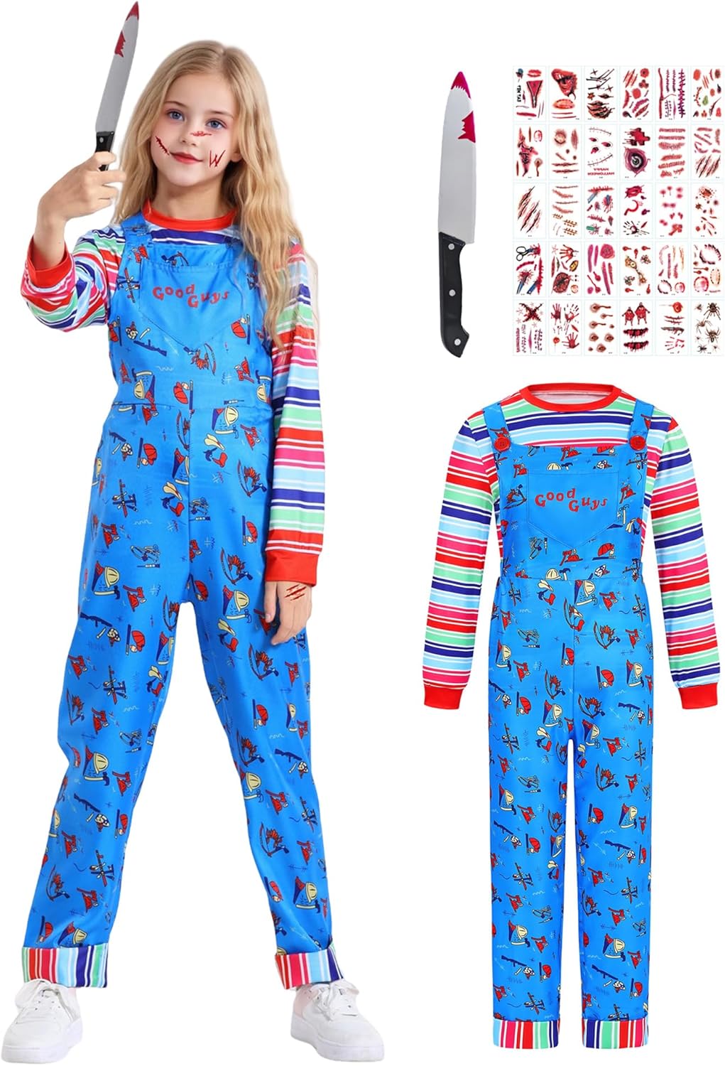 Kids Halloween Doll Killer Costume for Boys and Girls Fun