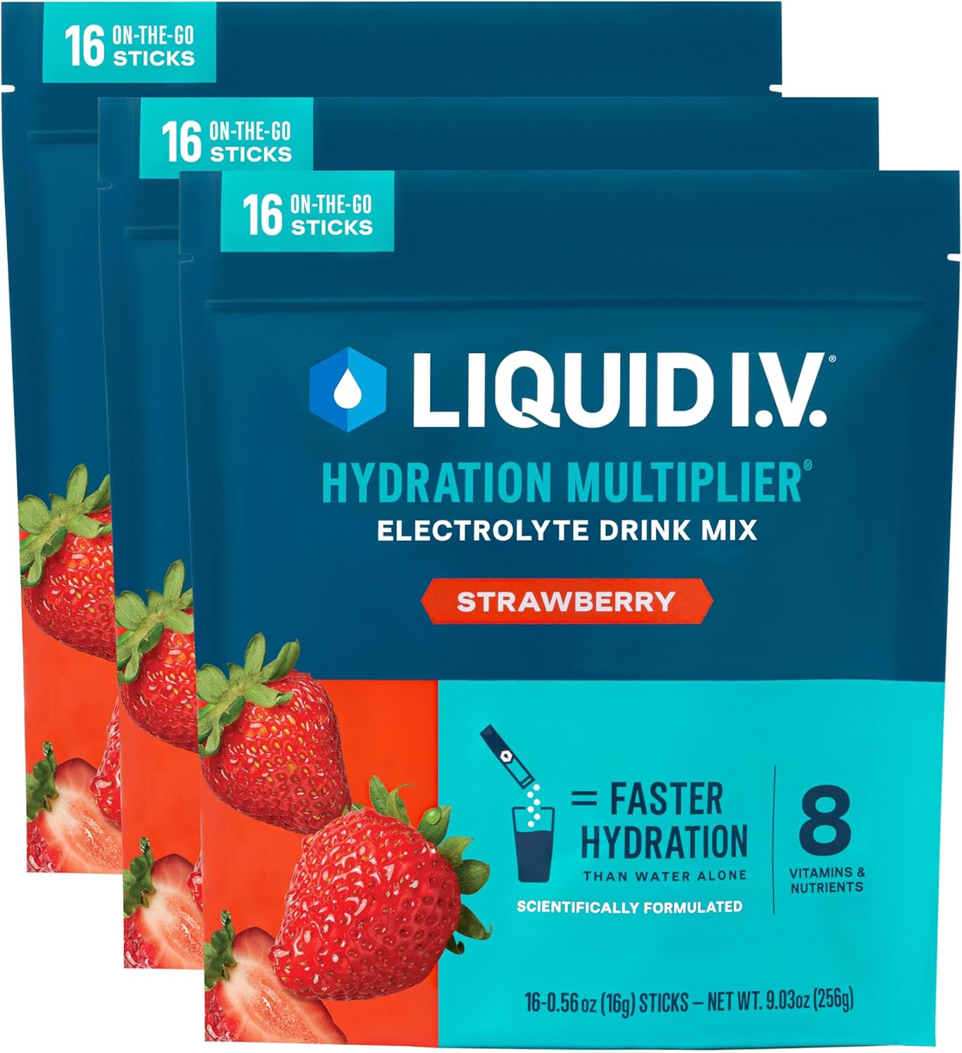 Liquid I.V. Hydration Multiplier Strawberry Electrolyte Mix 3 Pack