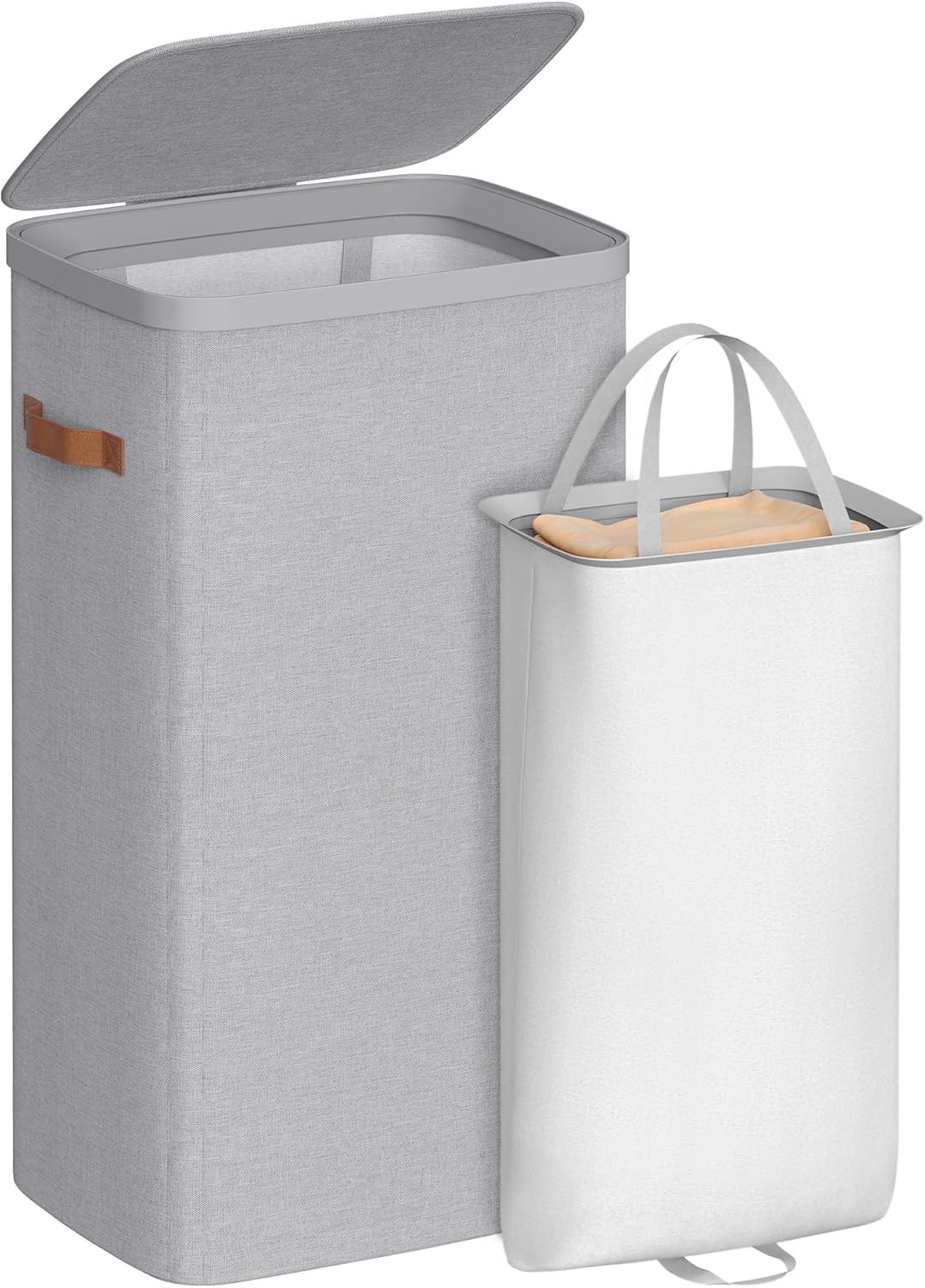SONGMICS Laundry Basket with Lid and Removable Liner for Easy Use