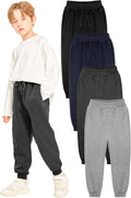 4 Pack Boys' Fleece Sweatpants - Athletic Jogger Pants with Pockets