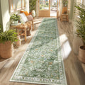 Washable Runner Rug 2x10 Floral Non Slip Boho Hallway Runner - Low