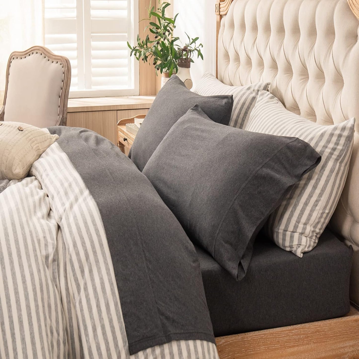 PURE ERA Jersey Knit Bed Sheet Set - Super Soft & Comfy