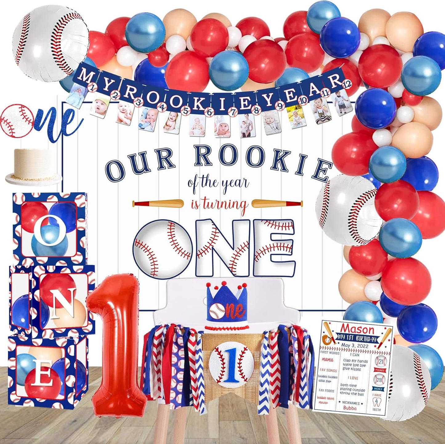 Baseball 1st Birthday Party Decorations for Rookie of the Year