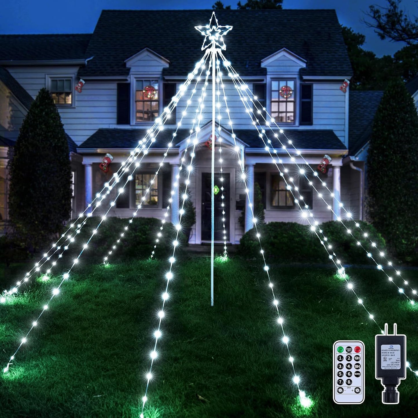 Ollny Christmas Lights Tree 340LED with Remote Control Features