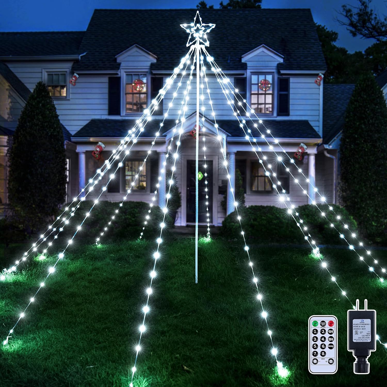 Ollny Christmas Lights Tree 340LED with Remote Control Features