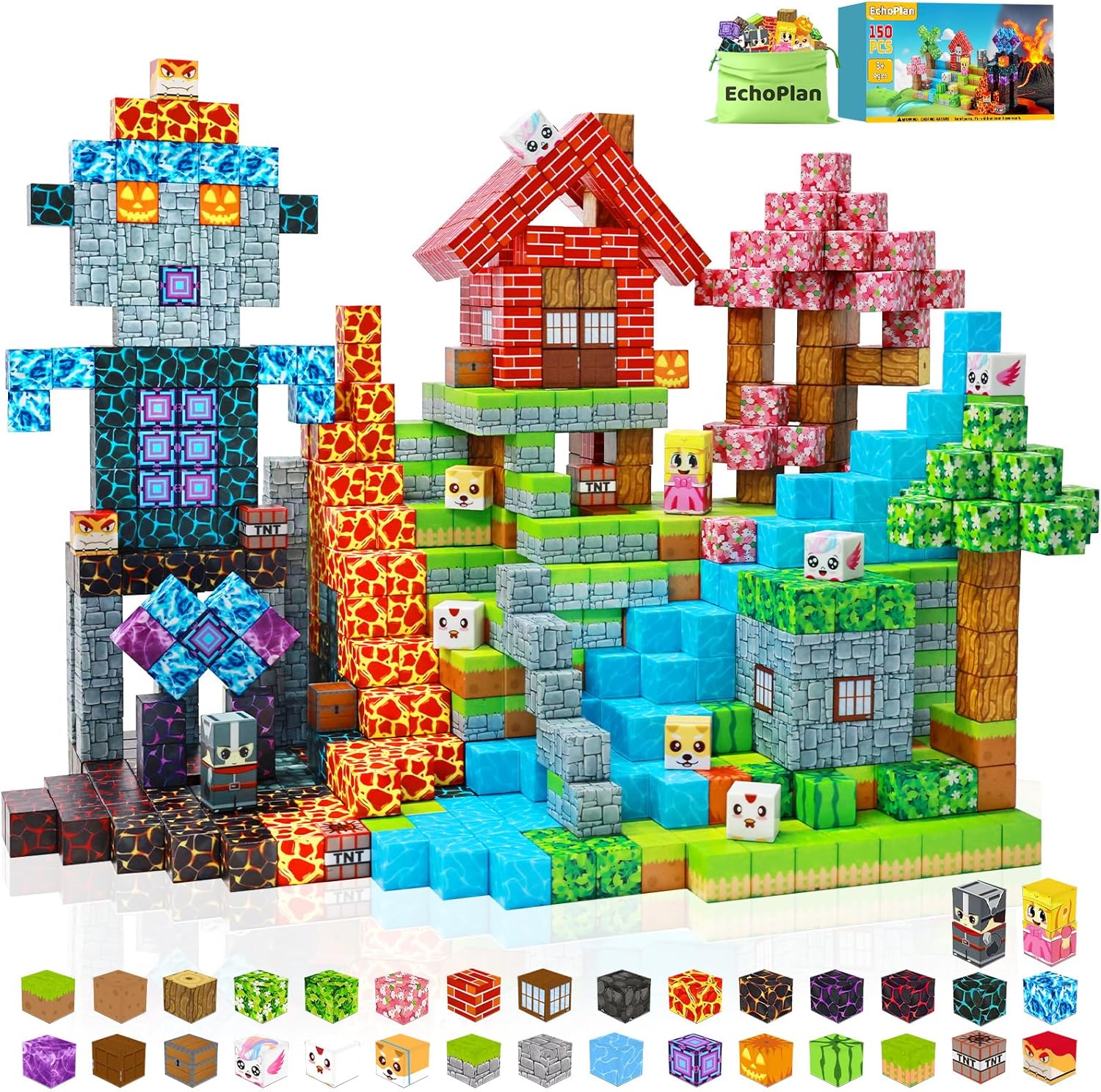 EchoPlan 150PCS Magnetic Blocks for Creative STEM Learning Fun