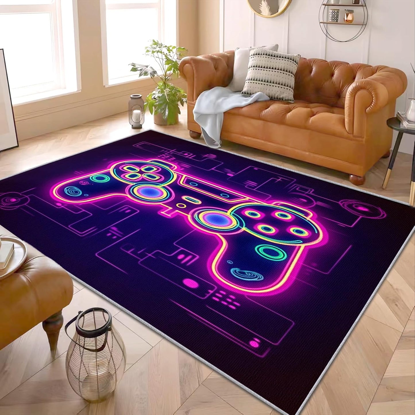 Gamer's Dream: Neon 8x10 Gaming Rug