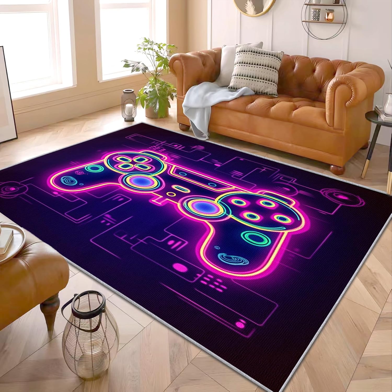 Gamer's Dream: Neon 8x10 Gaming Rug