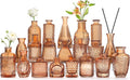 Amber Glass Bud Vases Set of 20 - Mini Vintage Vases for Centerpieces