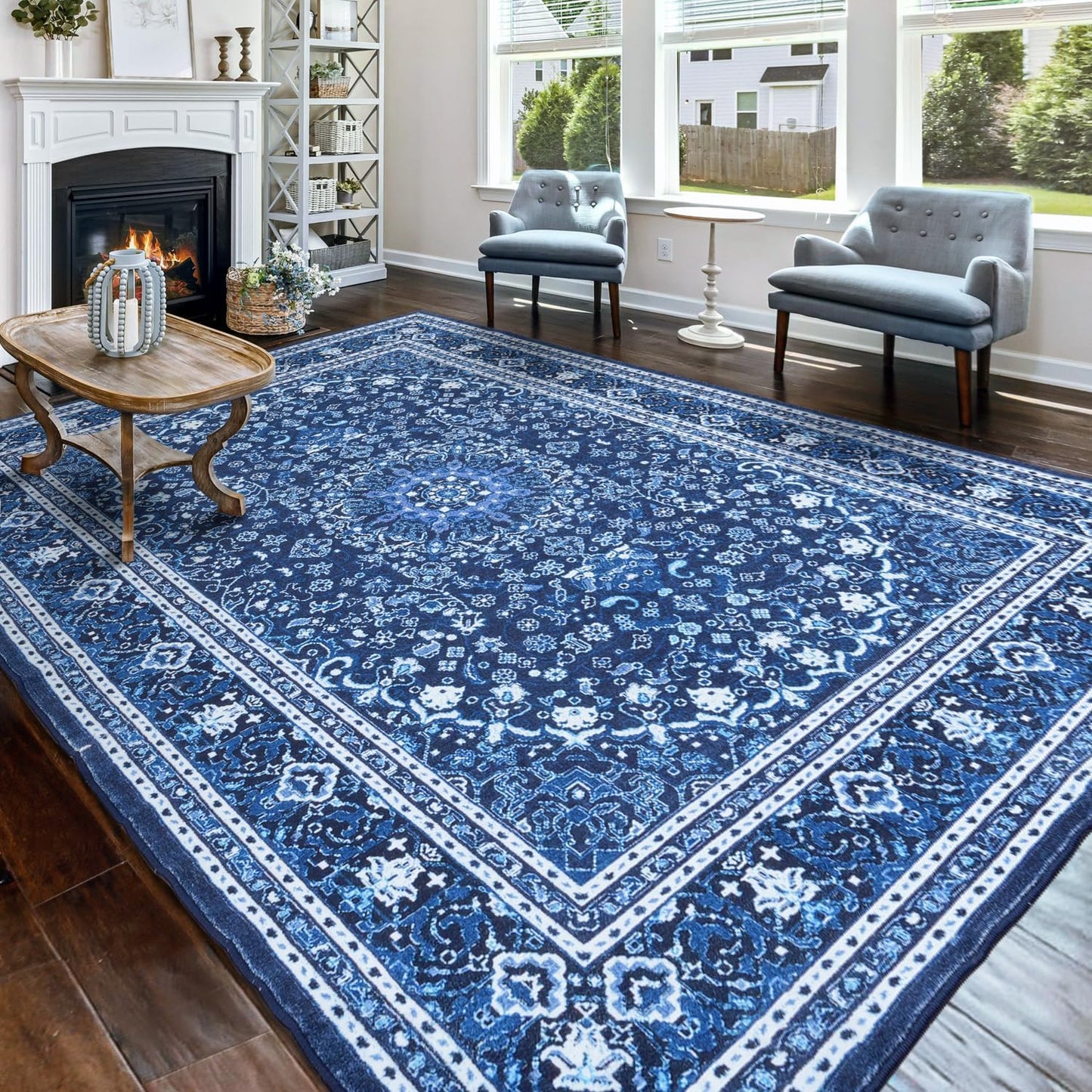Lessymo 8 x 10 Area Rugs for Living Room - Vintage Floral Design