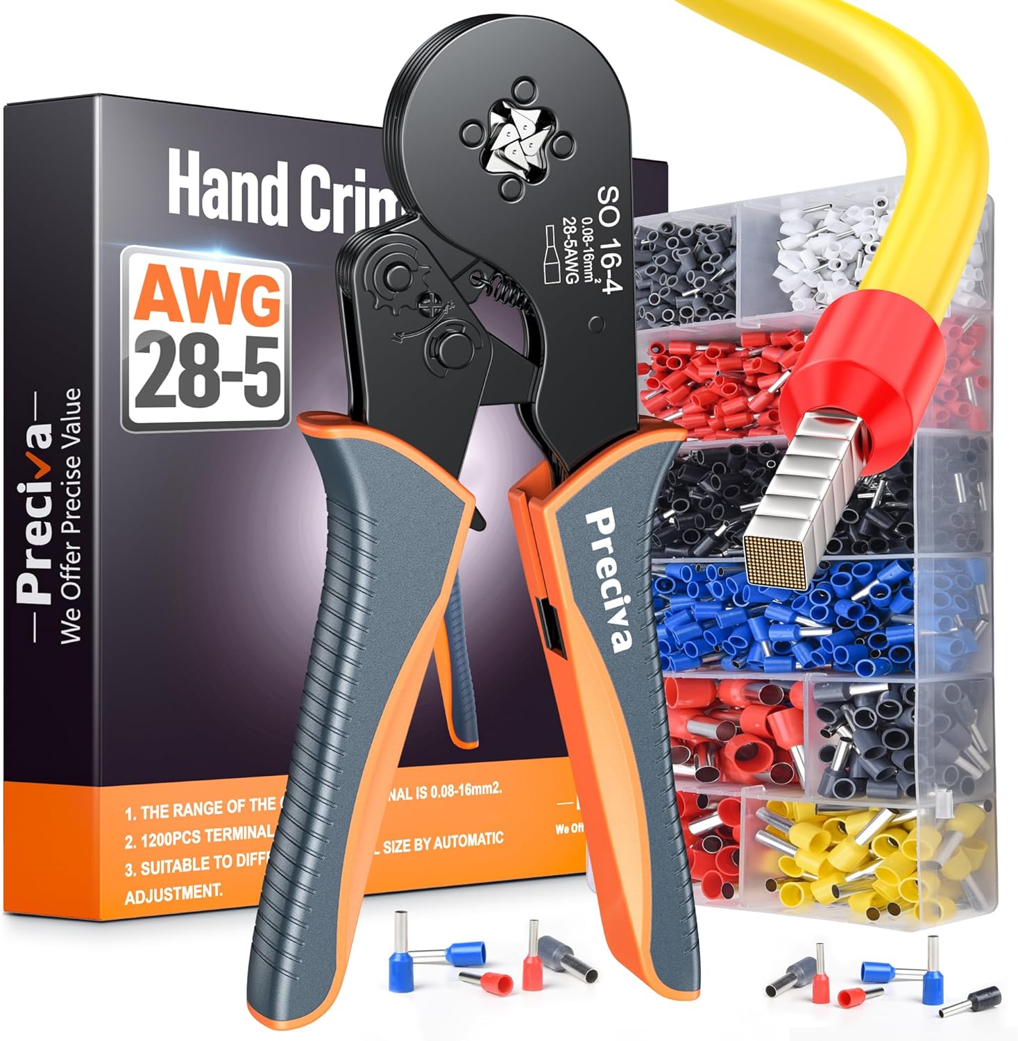 Preciva Ferrule Crimping Tool Kit for AWG 28-5 with 1200 Terminals