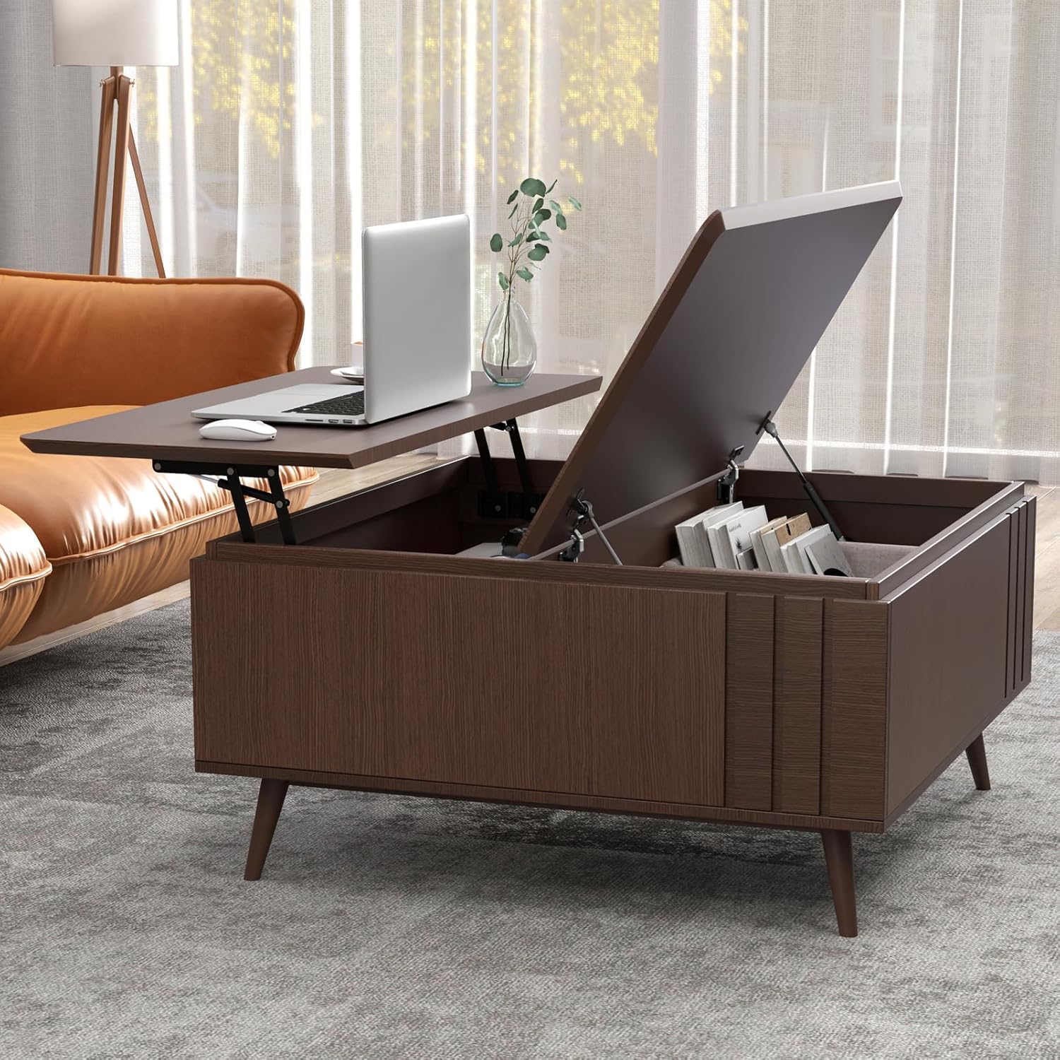 Mid Century Coffee Table with Hidden Storage - JOINICE