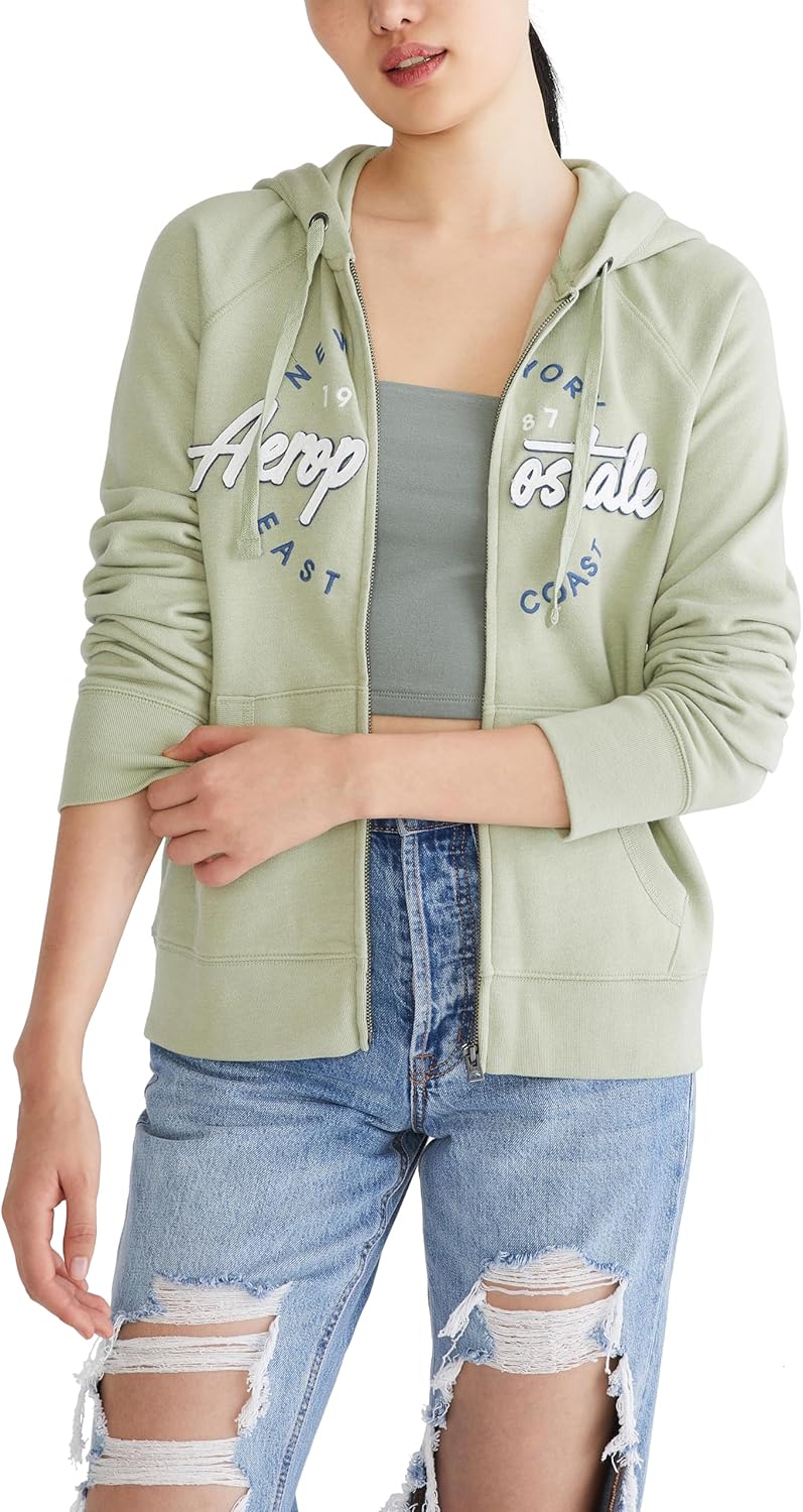 AEROPOSTALE womens Aero Logo Full Zip Hoodie for Comfort