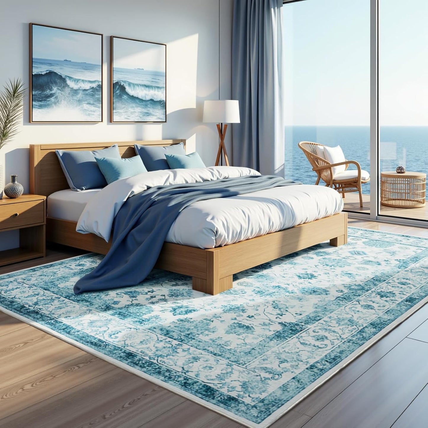 Zentavio 6x9 Washable Non-Slip Vintage Floral Area Rug