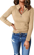 PRETTYGARDEN Fall Quarter Zip Pullover Sweater for Women - Fitted 8-10