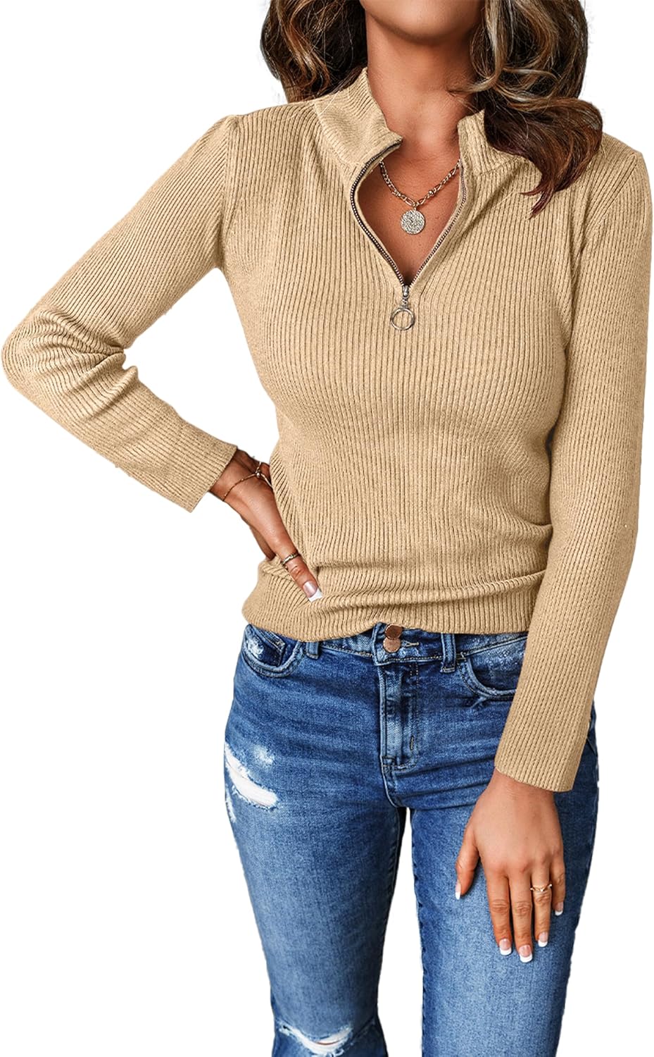 PRETTYGARDEN Fall Quarter Zip Pullover Sweaters for Women