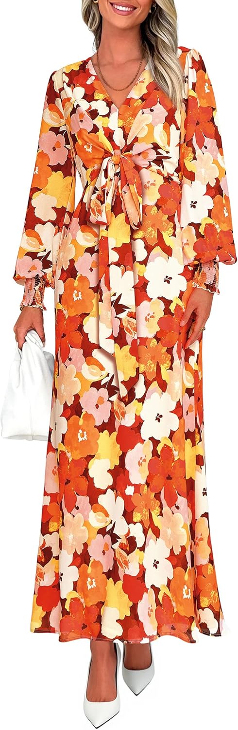 PRETTYGARDEN Women's Floral Long Sleeve Maxi Dress for 2025
