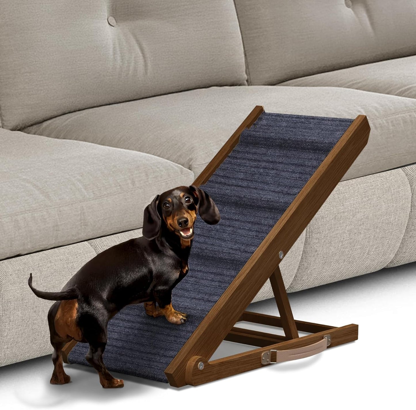 Adjustable Dog Ramp for Bed - Foldable Wooden Ramp for Pets