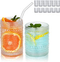 Hobnail Drinking Glasses Set of 12 - Vintage 12oz & 15oz Tumblers