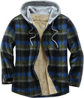 Men's Cotton Plaid Shirt Jacket Fleece Lined Flannel (Style 4QWX)