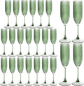 24PCS Plastic Champagne Flutes Green - Unbreakable Elegant Glasses