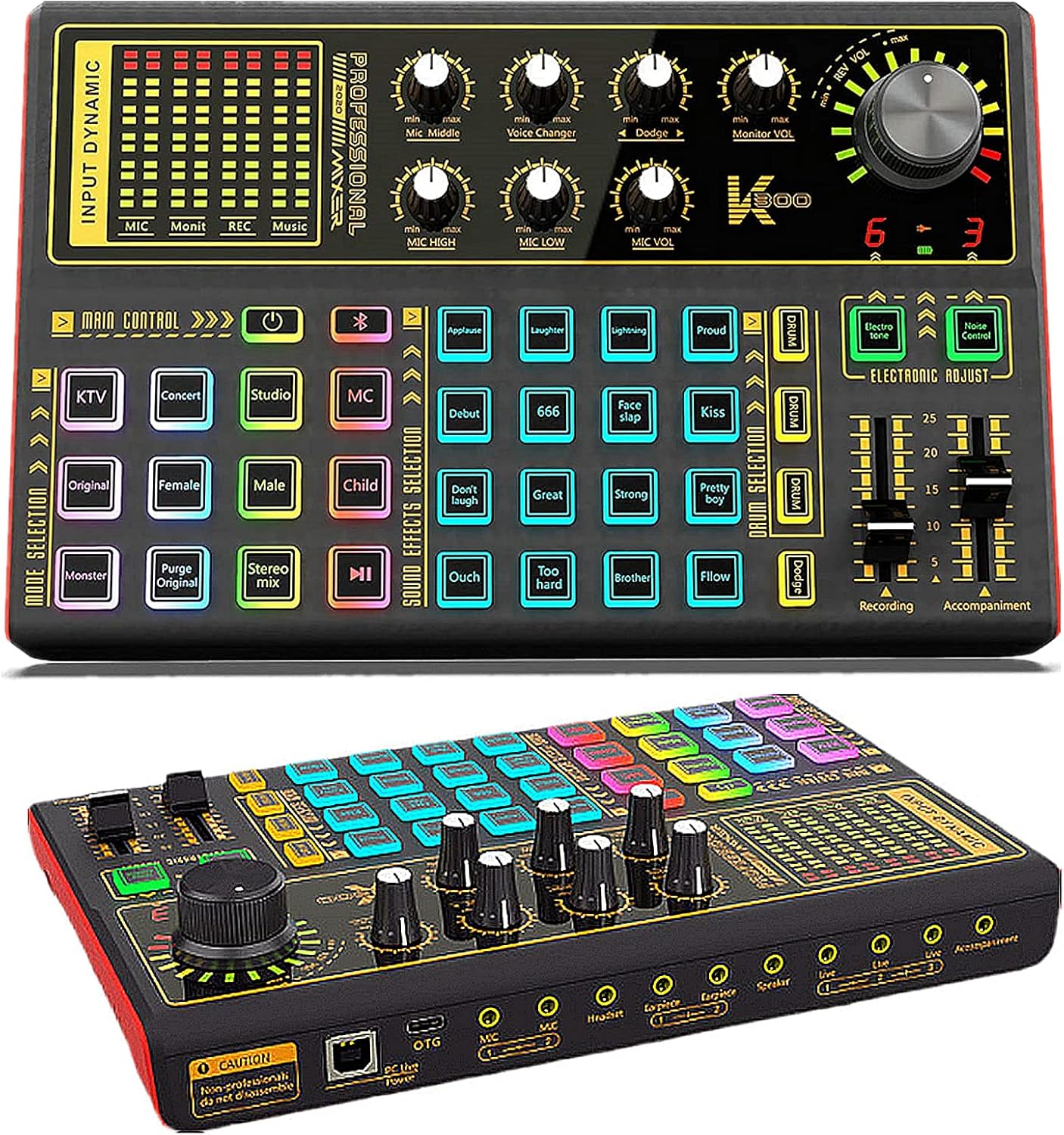 Professional Audio Mixer K300 Live Sound Card for Streaming