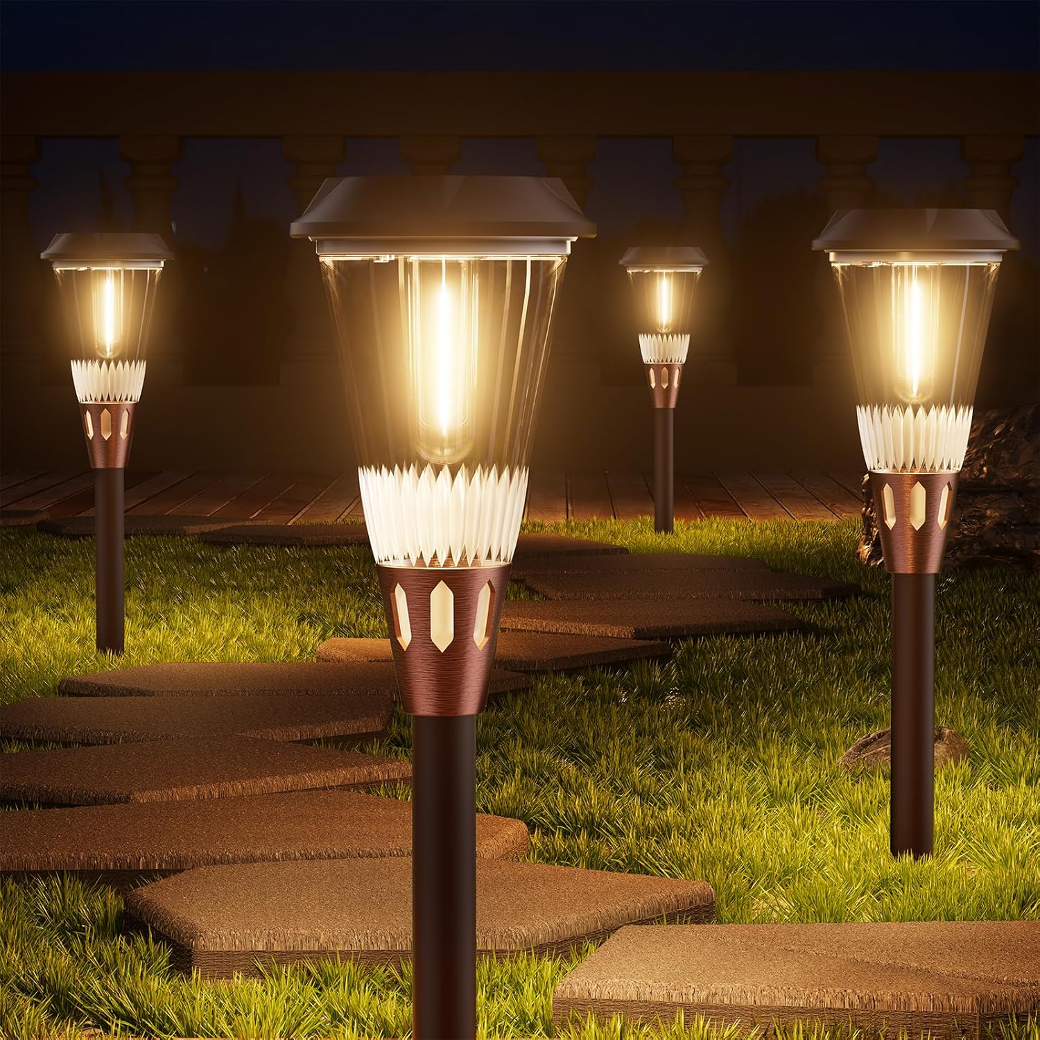 8 Pack Bright Solar Lights Outdoor for Pathway and Landscape