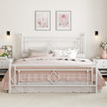 King Metal Platform Bed Frame with Headboard and Footboard - White