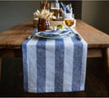 Linen Striped Table Runner 14 x 48 in - Cabana Stripe Navy & White