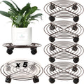 5 Packs Large Metal Plant Caddy 13.8 in Rolling Plant Stands - Heavy