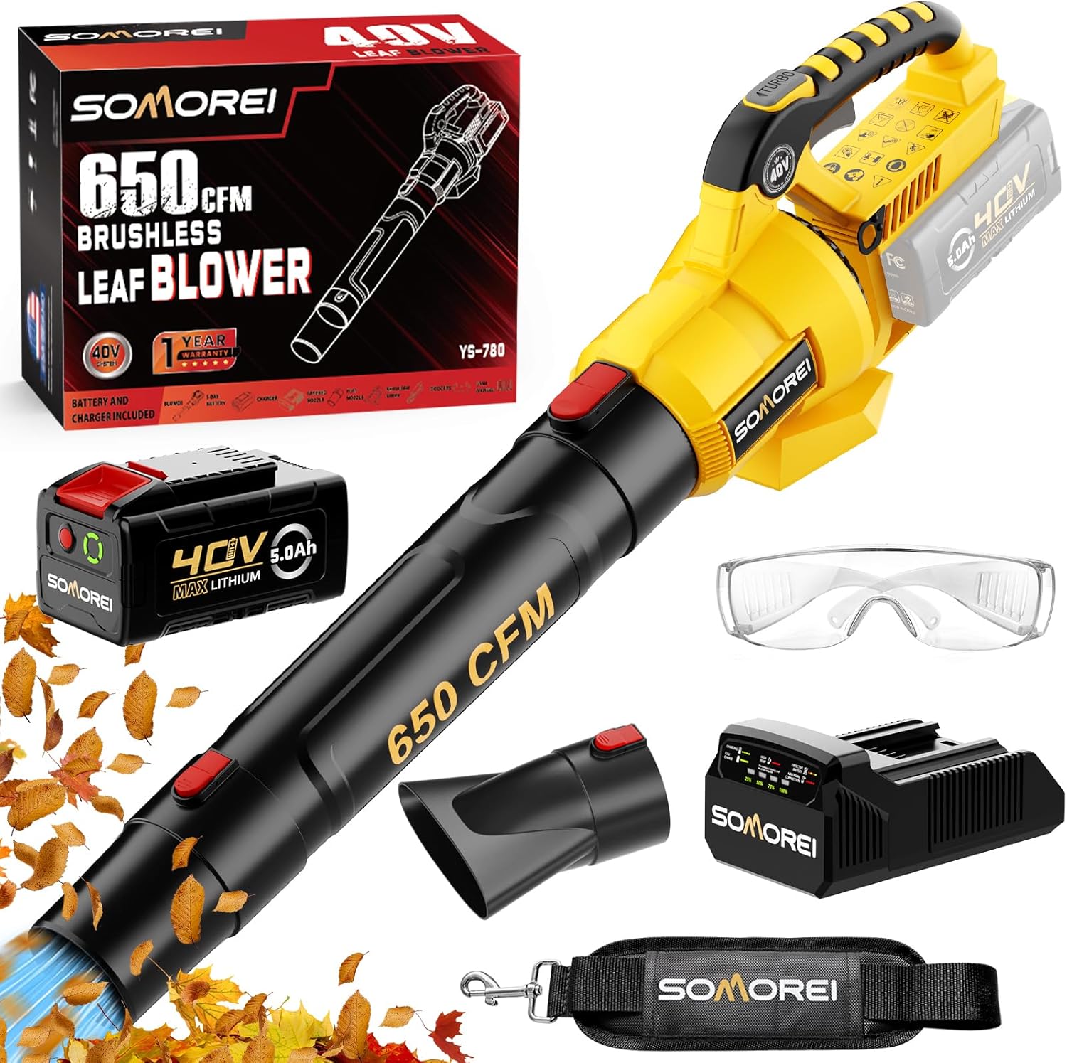 SOMOREI 650 CFM Cordless Leaf Blower for Effortless Lawn Care