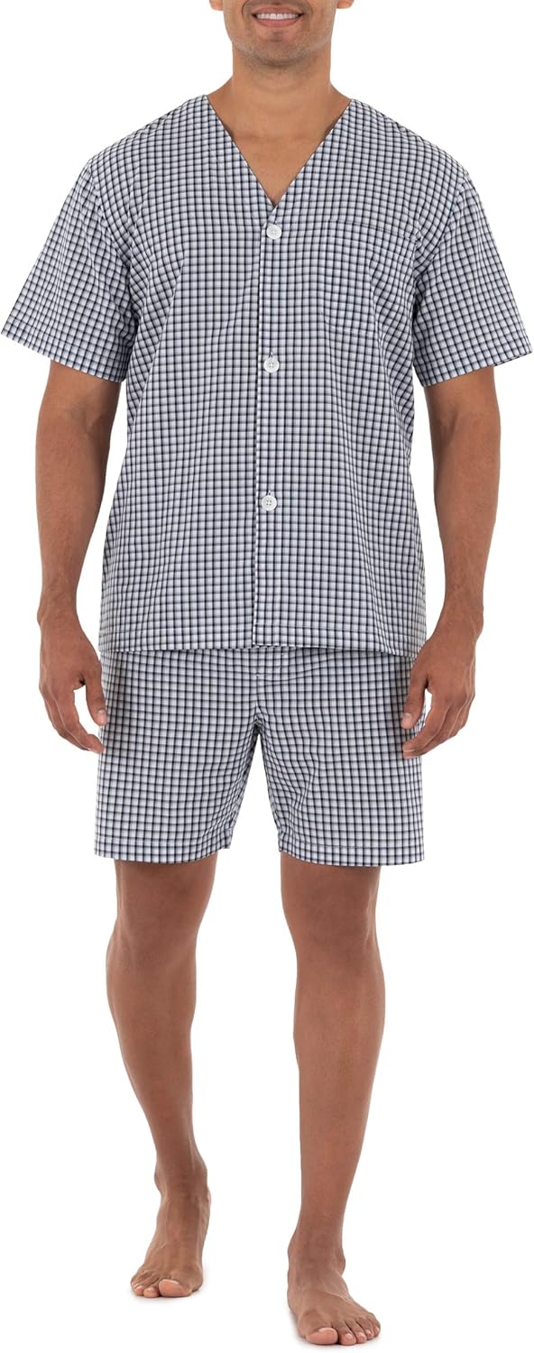 Fruit of the Loom Broadcloth Short Sleeve Pajama Set for Comfort