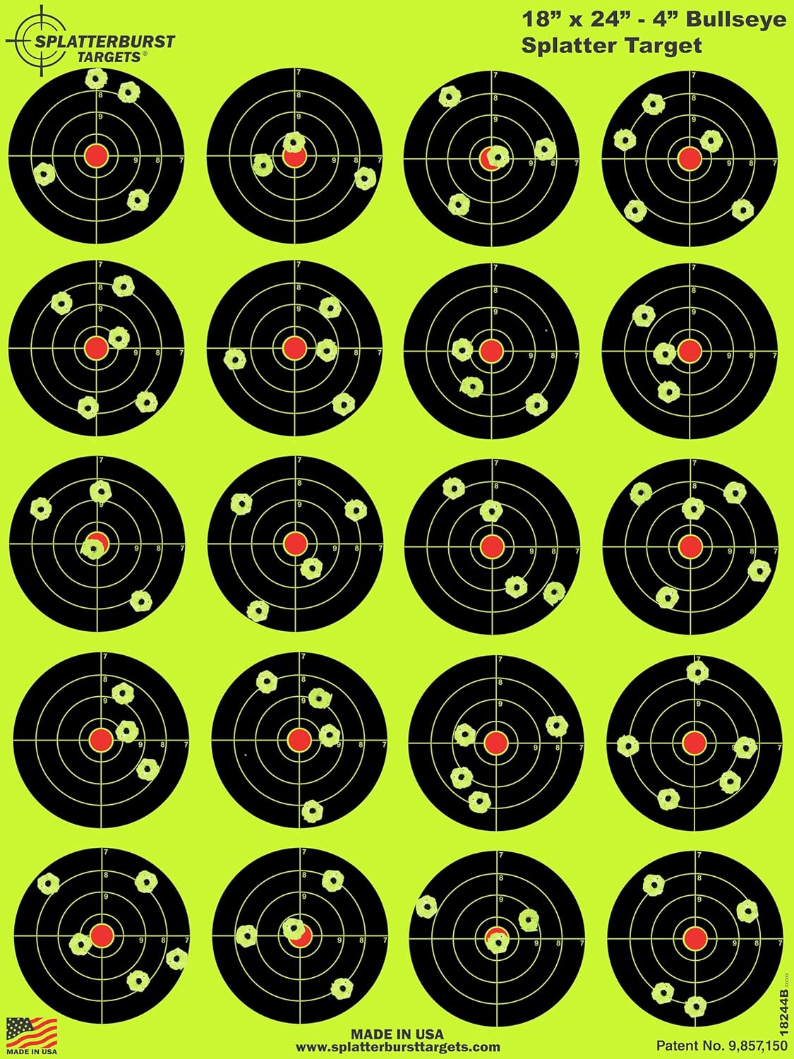 Splatterburst Targets - 18 x 24-4 inch Bullseye for Shooting