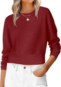 Womens Cropped Crew Neck Sweater - Lightweight Fall Layer