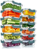 KOMUEE 12 Packs Glass Meal Prep Containers Set - Airtight, Oven-Safe