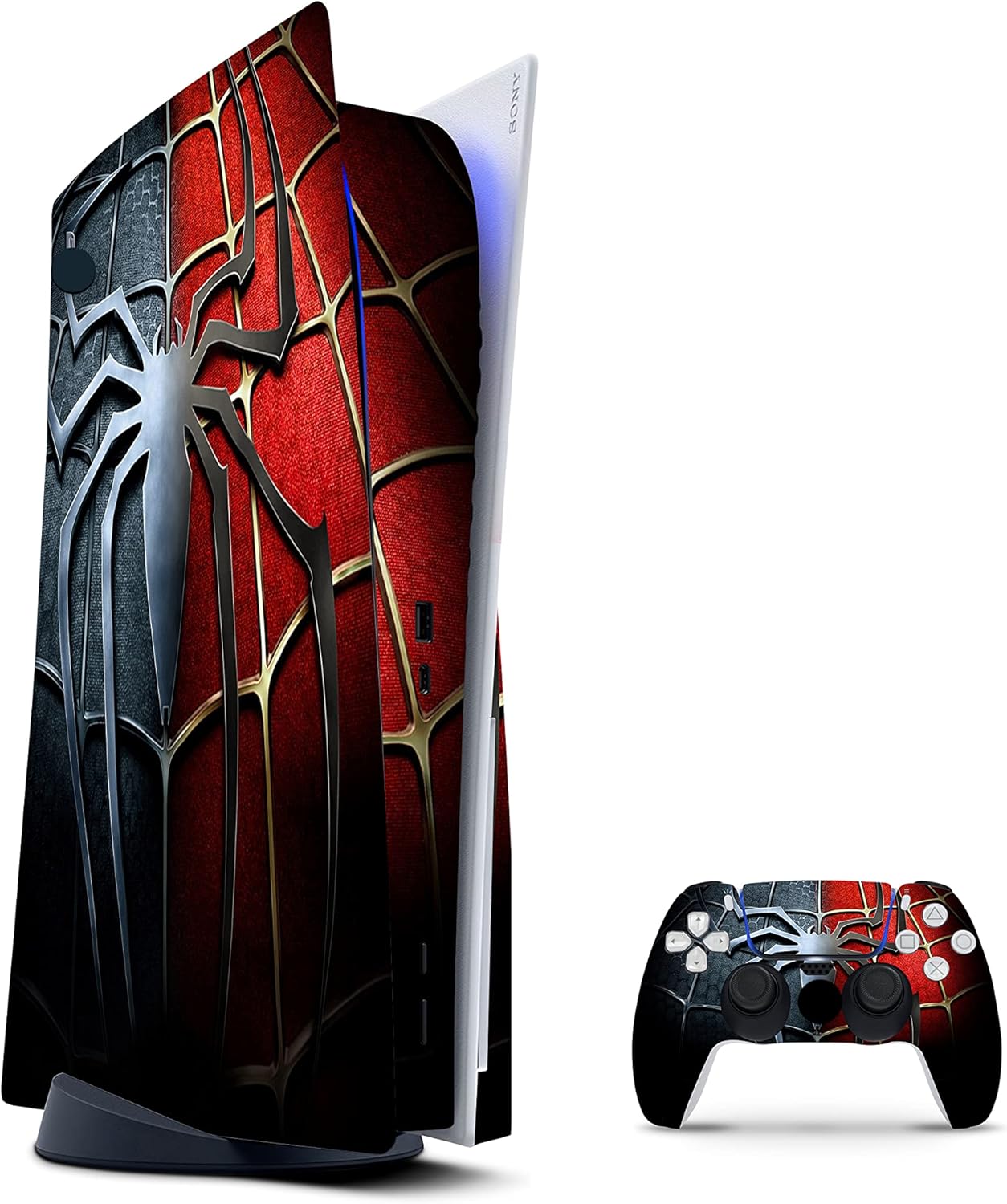 ZOOMHITSKINS PS5 Digital Version Skin - Spider Red Blue Gold